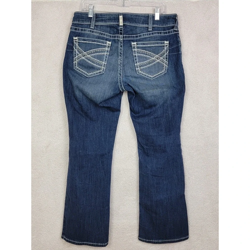 Ariat REAL Women's 32S Mid Rise Entwined Marine Bootcut Cowgirl Equestrian Jeans